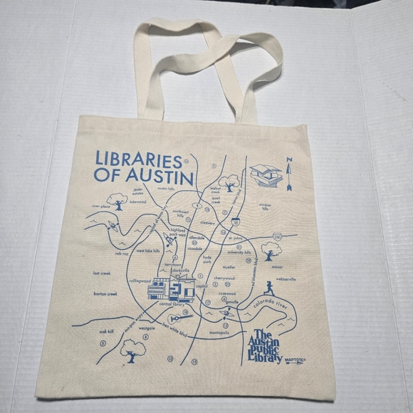 maptote Handbags - Austin Texas Map Reusable Tote Bag, Libraries Of Austin